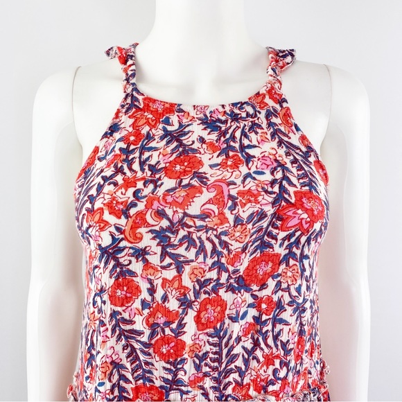 Billabong Red & Blue Open Back Floral Sleeveless Mini Dress Size S - Picture 2 of 9